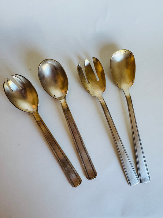 Vintage French Silver-plated Salad Servers
