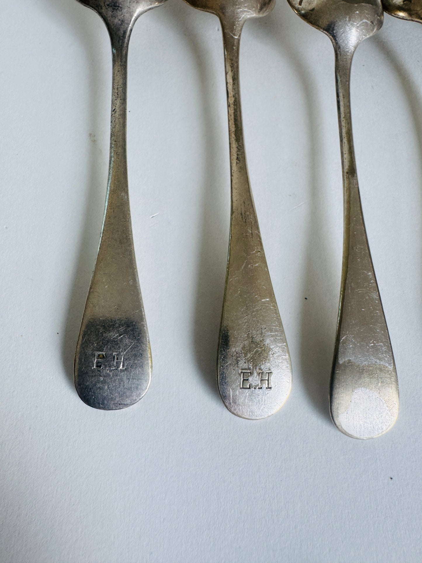 Vintage French Tea Spoons Monogramed E.H. (set of 6)