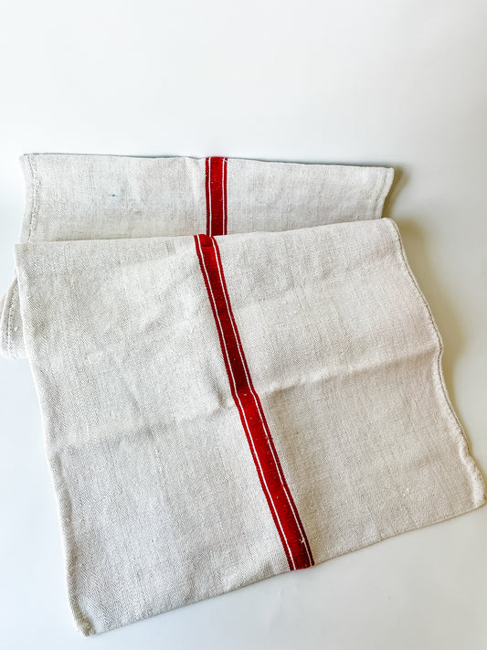 Vintage French Grain Sack (with red stripe)