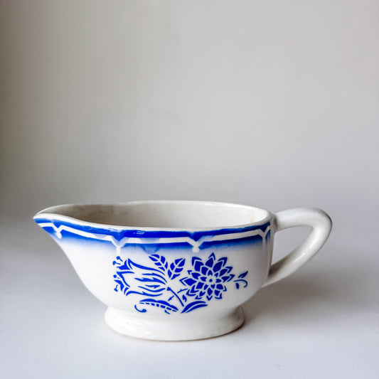 French Sarreguemines Porcelain Sauce Server Stamped Canebiére on Bottom