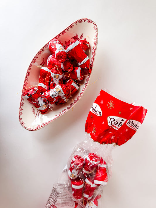 Small Appetizer Dish With Red Floral Design