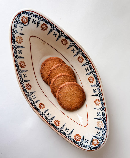 St. Amand Porcelaine Small Oval Appetizer Dish With Blue and Gold Rim Design