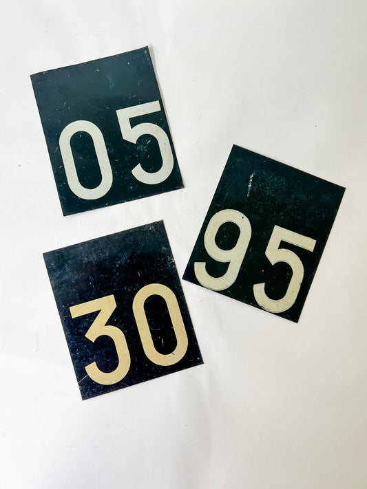 Vintage Metal Numbers in Black and White
