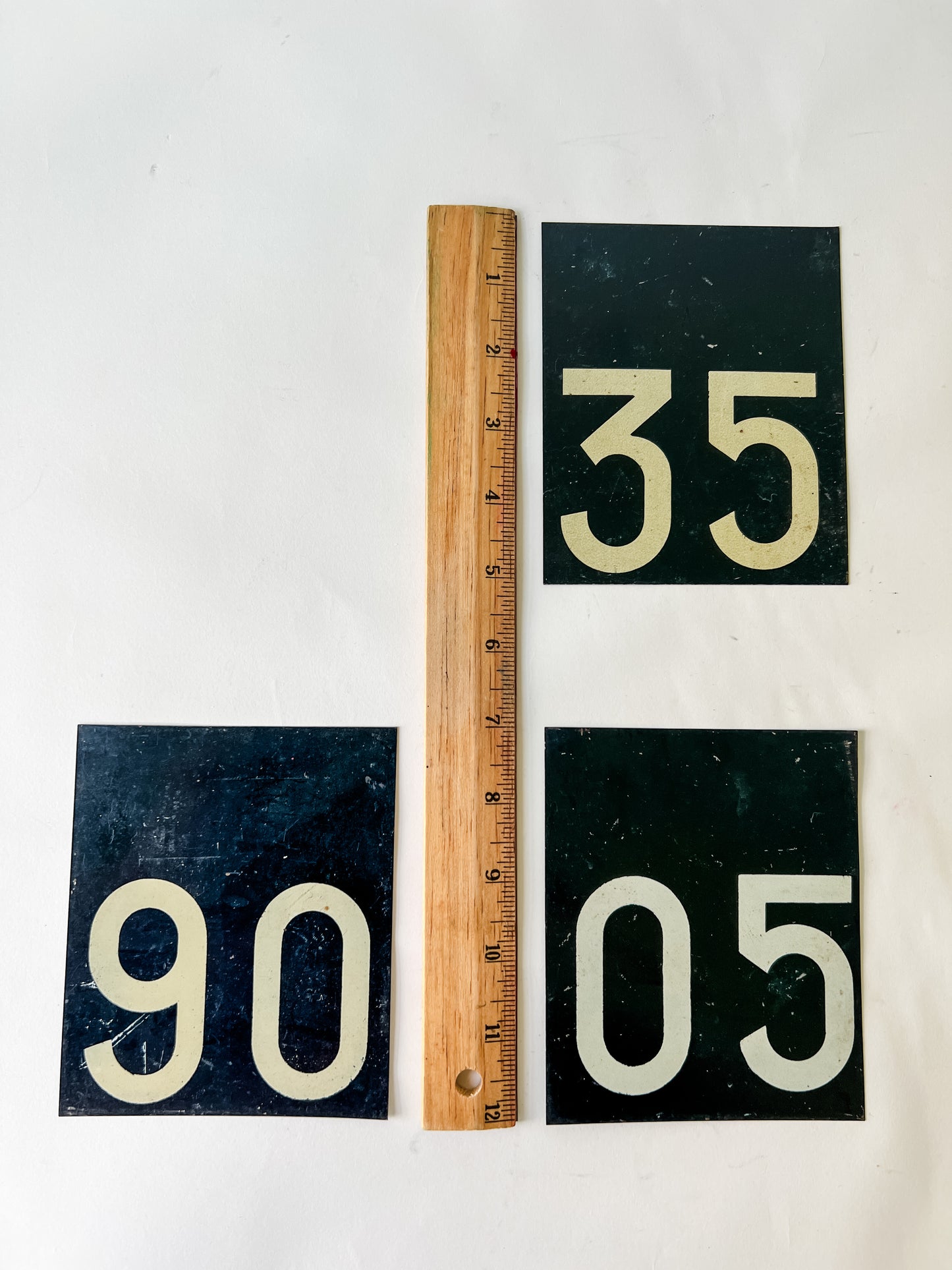 Vintage Metal Numbers in Black and White