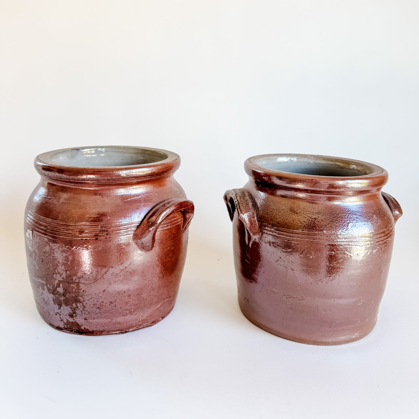 Small Glazed Stoneware Crock With Handles (sold individually)