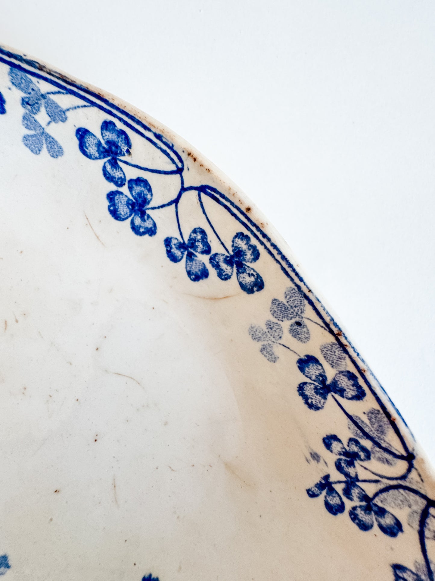 Small French Oval Dish With Blue Floral Design