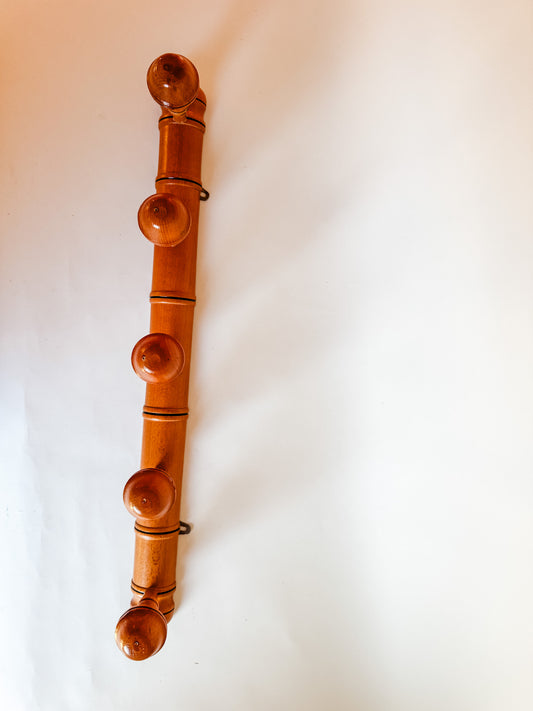 5-Peg Vintage Wooden Wall Hooks