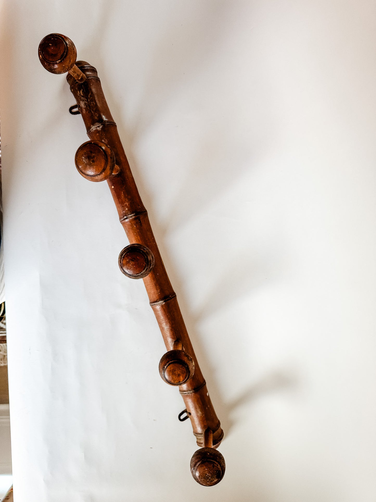 5-Peg Vintage Wooden Wall Hooks