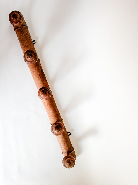 5-Peg Vintage Wooden Wall Hooks