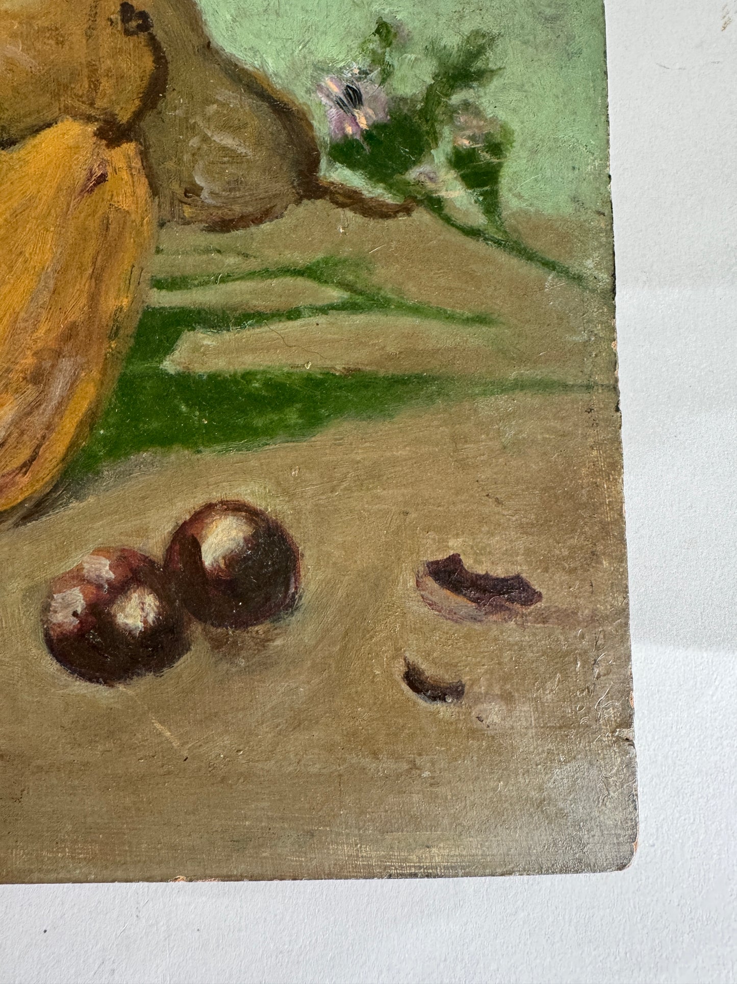 Vintage French Oil Painting With Pears and Flowers