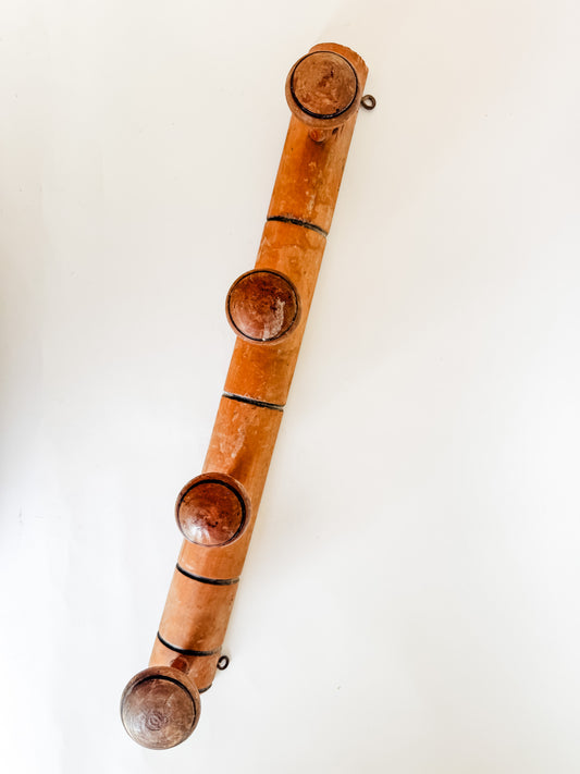 4-Peg Vintage Wooden Wall Hooks