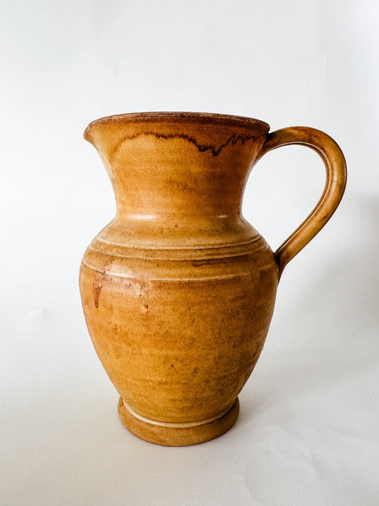 Large Vintage Stoneware Pitcher (color: grainy mustard)