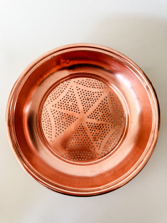 Beautiful Vintage Copper Strainer With an Iron Ring and Copper Rivets for Hanging