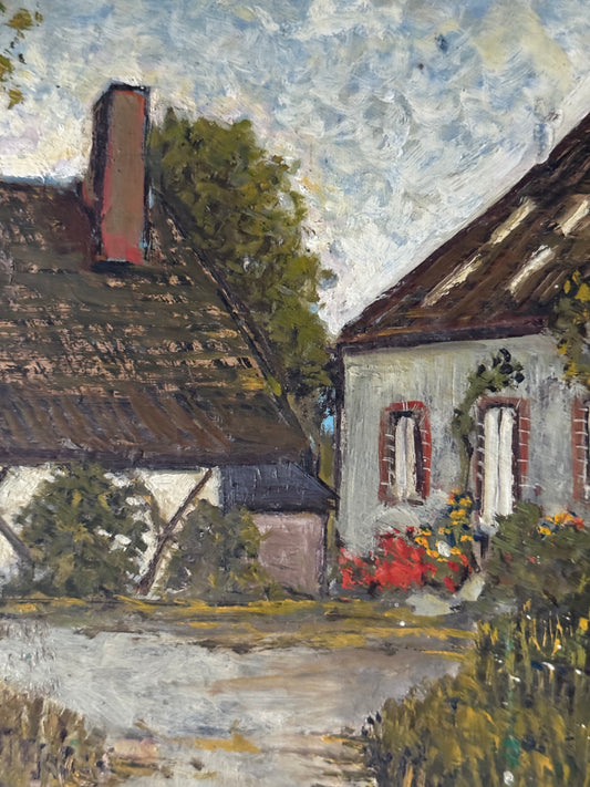 Oil Painting of Normandy Home and Barn