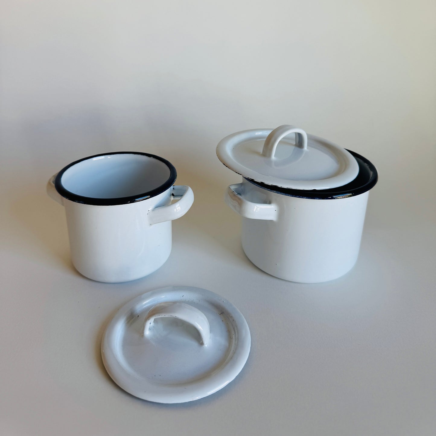 French Enamelware Pots with Lids (sold individually)