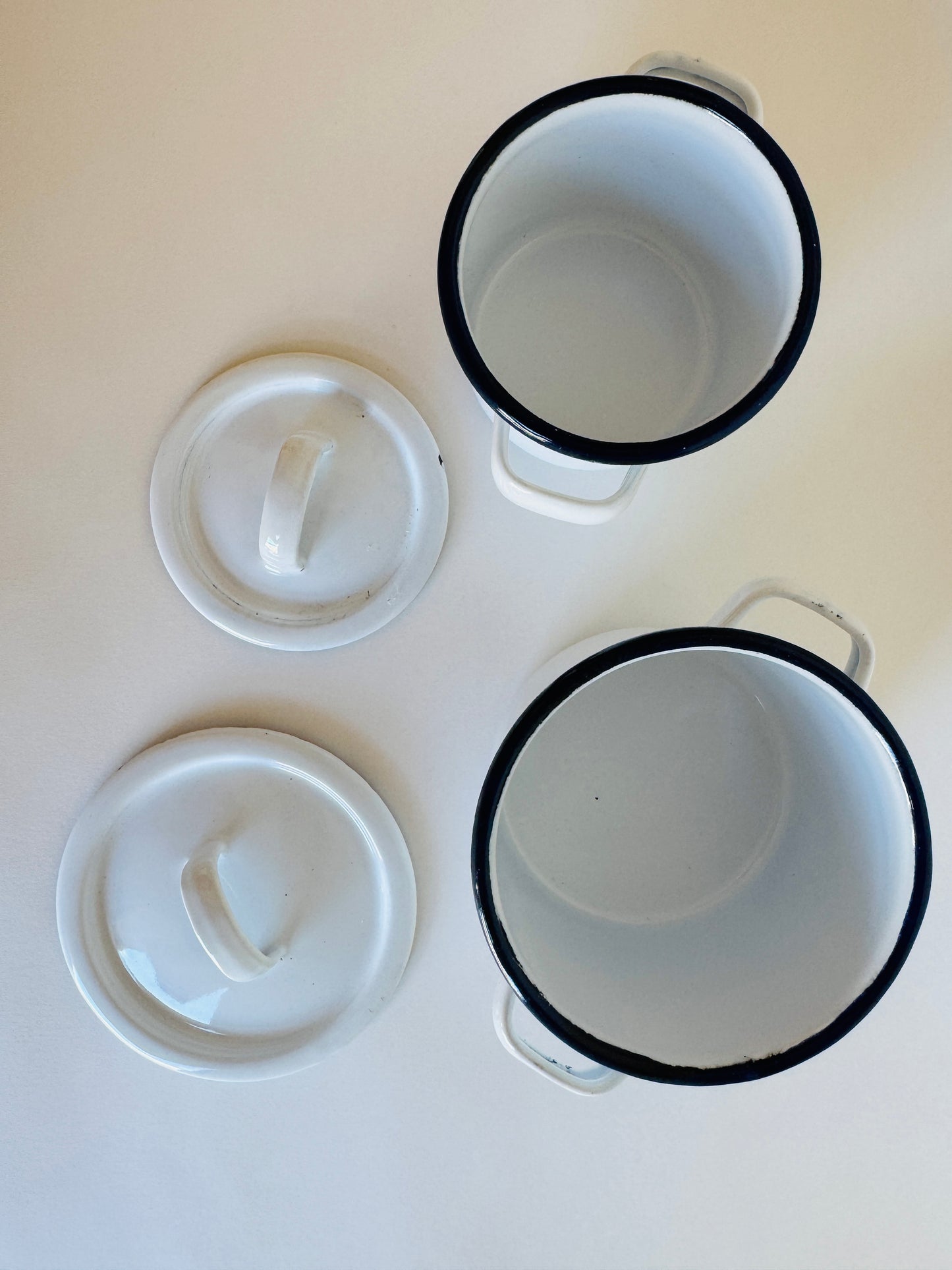 French Enamelware Pots with Lids (sold individually)