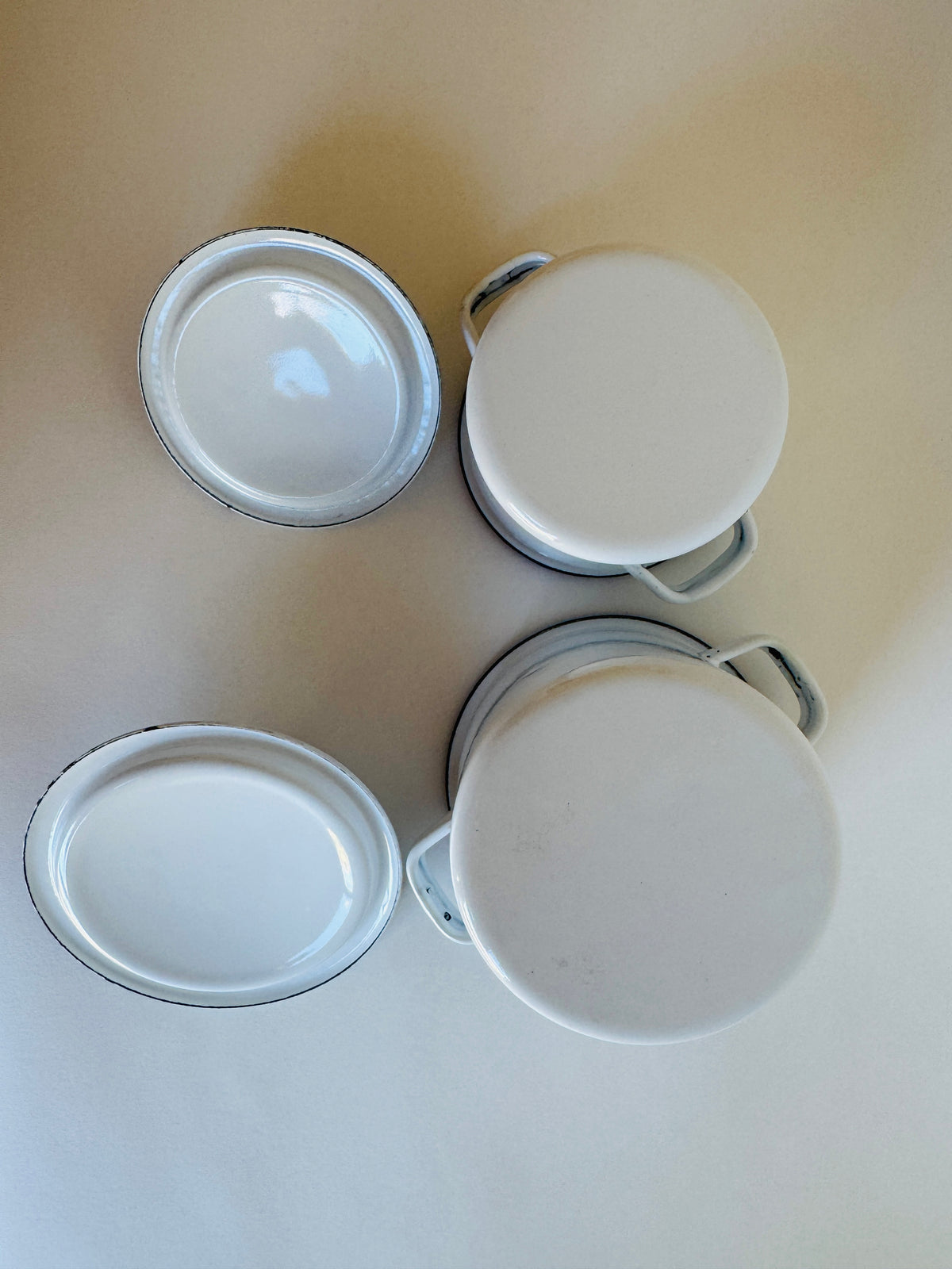French Enamelware Pots with Lids (sold individually)