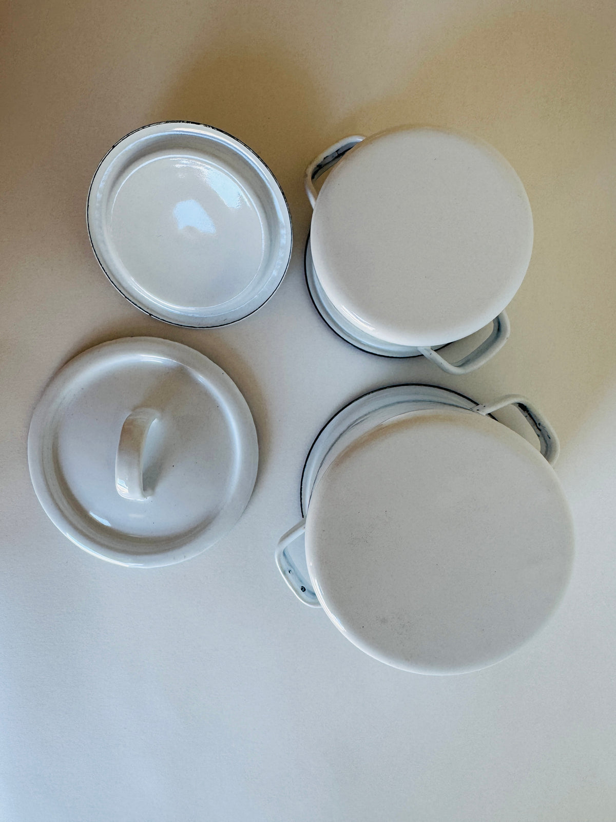 French Enamelware Pots with Lids (sold individually)