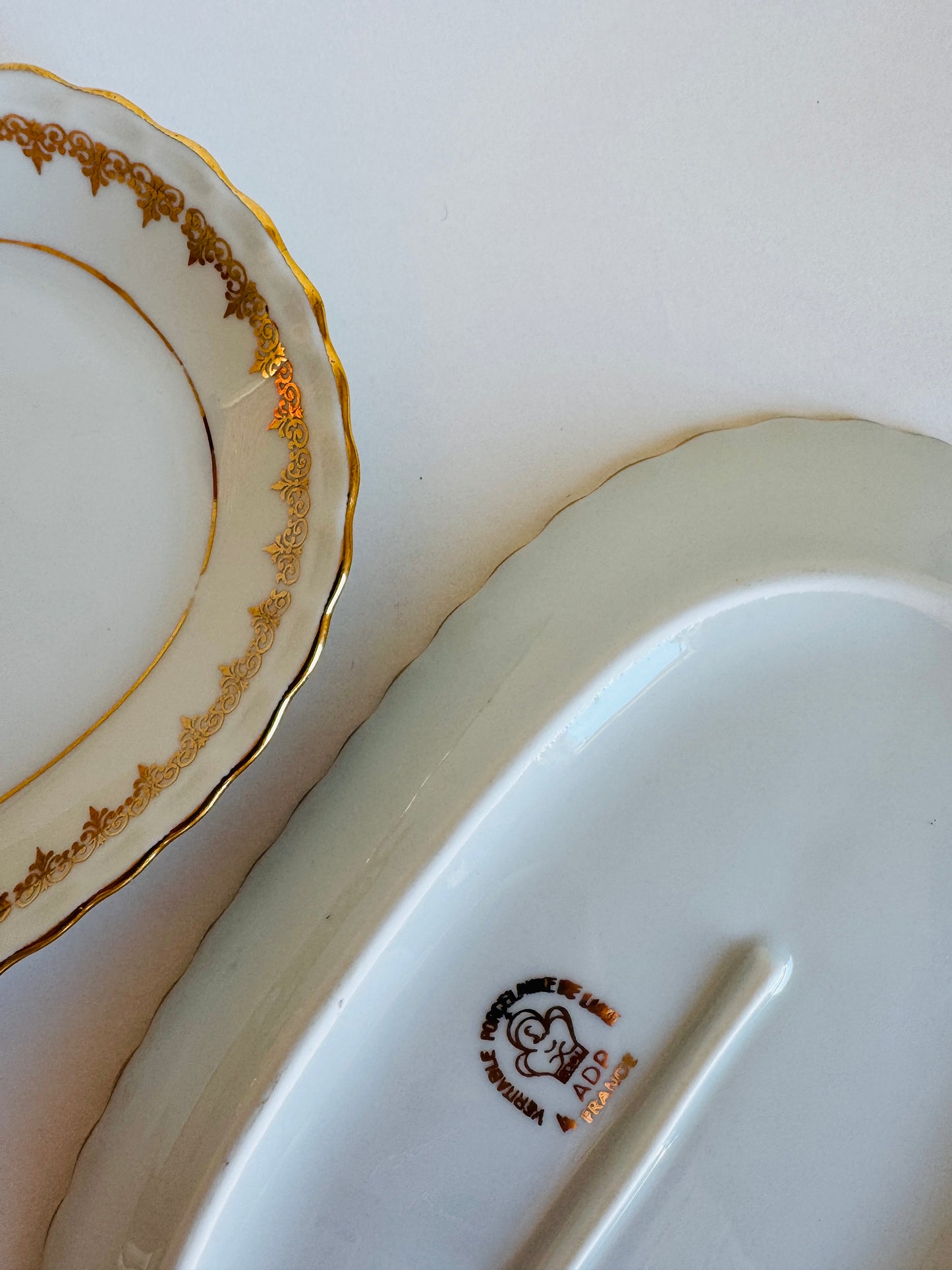 Vintage French "Véritable Porcelaine de Limoges" Gilt-Edged Serving Trays (sold individually)