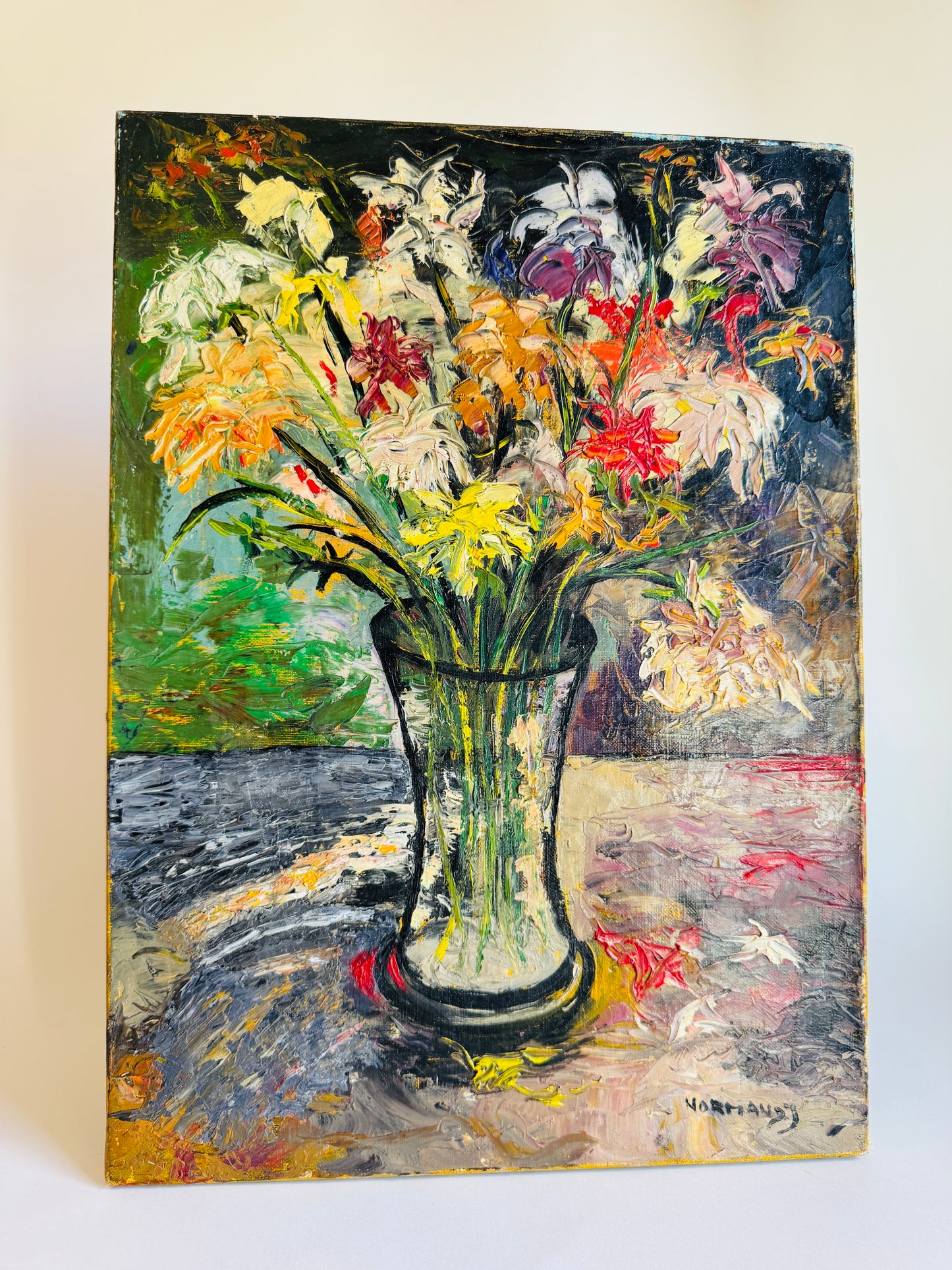 Vintage French Oil Painting Still Life of Flowers