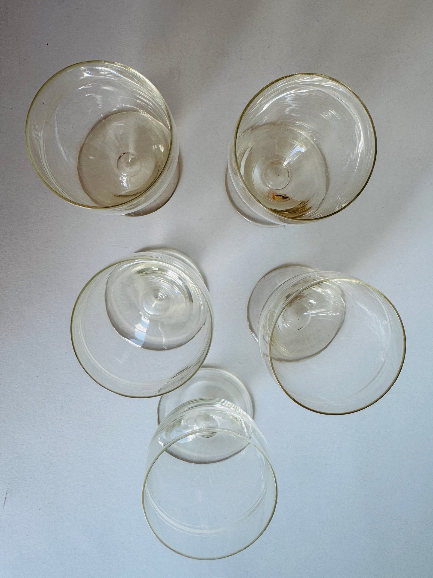 Small French Etched Glass Liqueure Glasses (set of 5)