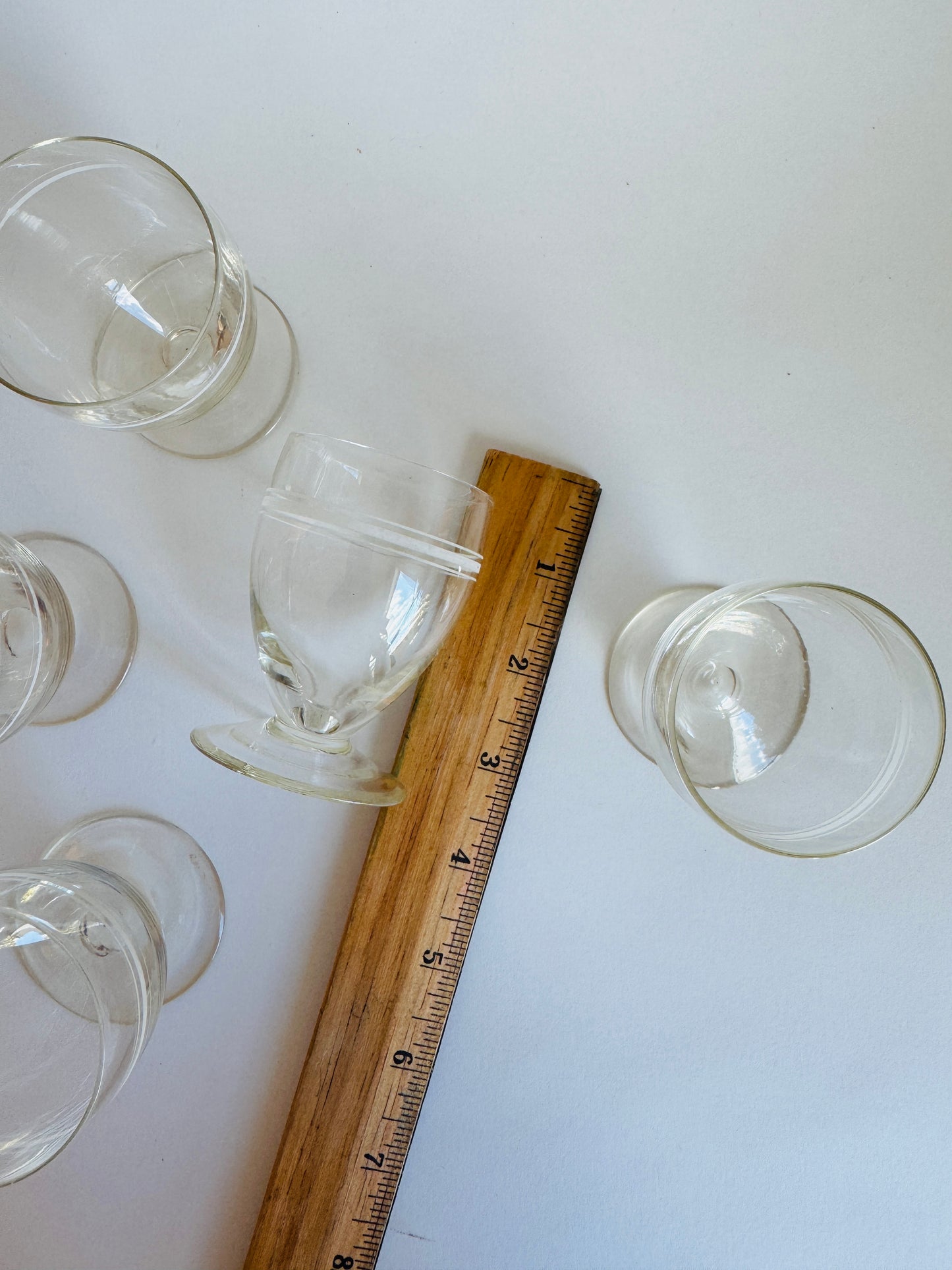 Small French Etched Glass Liqueure Glasses (set of 5)