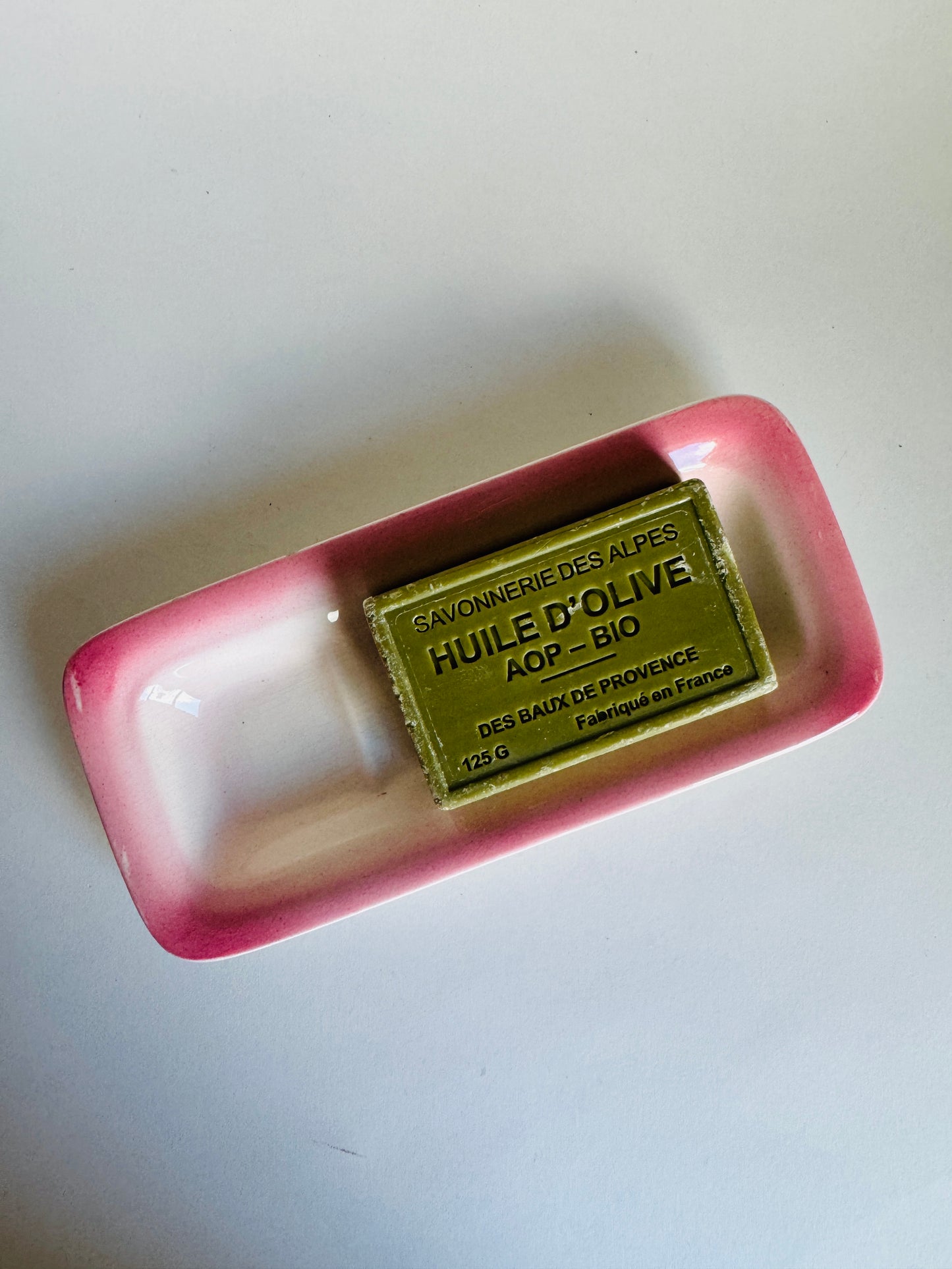 Vintage French Pink Ombré Ceramic Soap Dish (does not include soap)