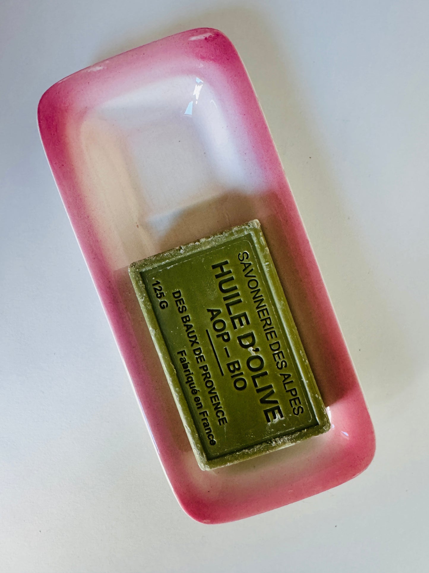 Vintage French Pink Ombré Ceramic Soap Dish (does not include soap)