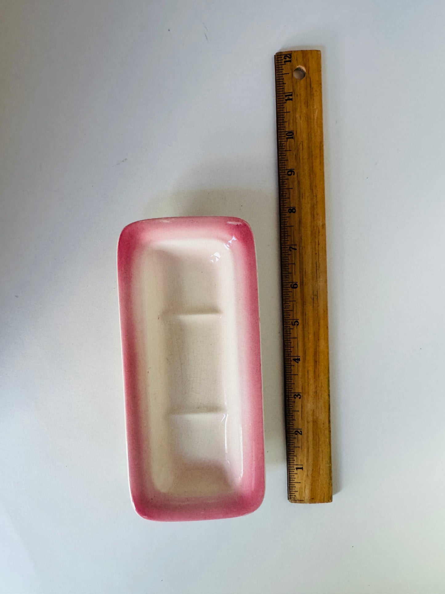 Vintage French Pink Ombré Ceramic Soap Dish (does not include soap)