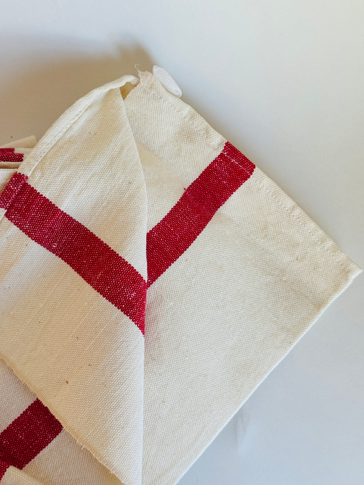 Vintage French Tea Towels with Wide Red Stripe (sold individually)