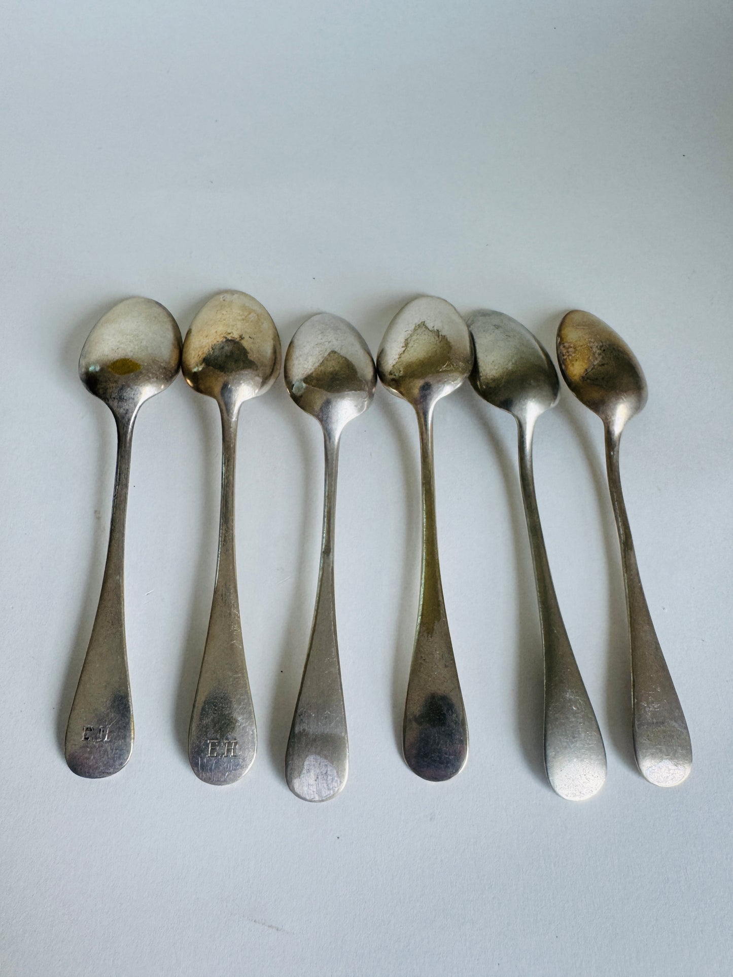 Vintage French Tea Spoons Monogramed E.H. (set of 6)