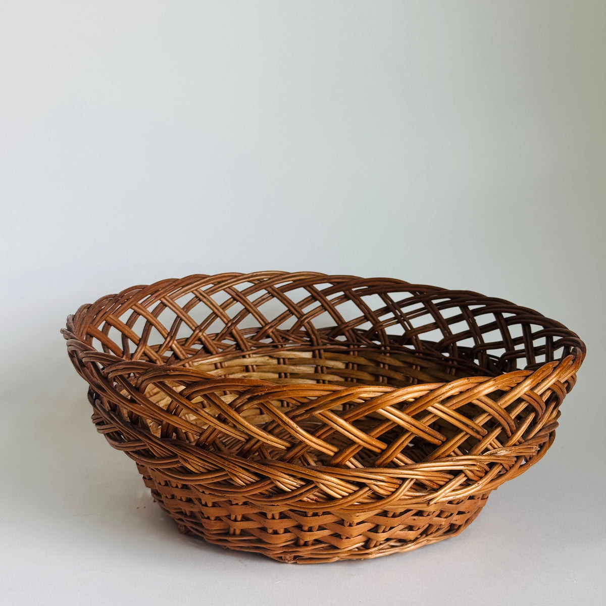 Vintage French Woven Wicker Bread Basket (round)