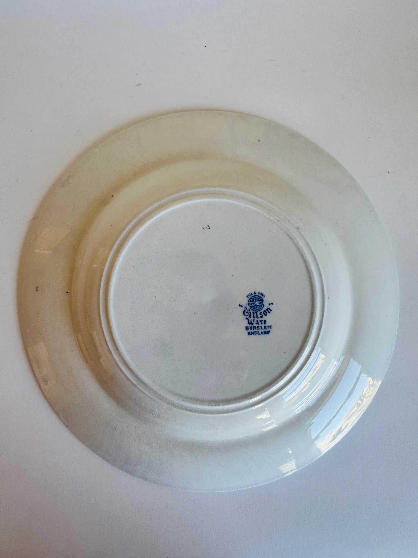 Vintage English Blue and White Chinoiserie Rimmed Bowl