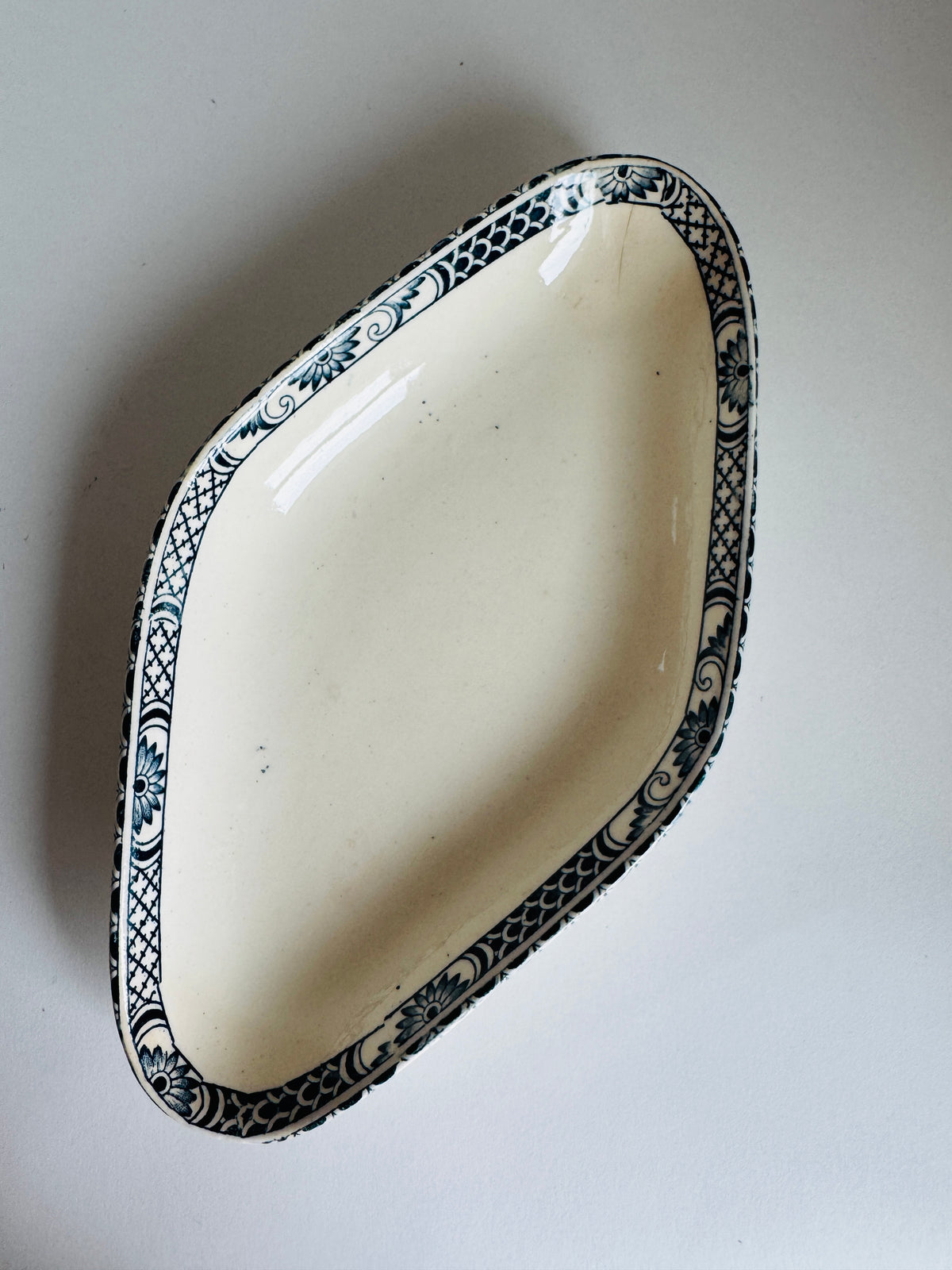 Vintage French "Robert Salins" Blue and White Transferware Bone Dish