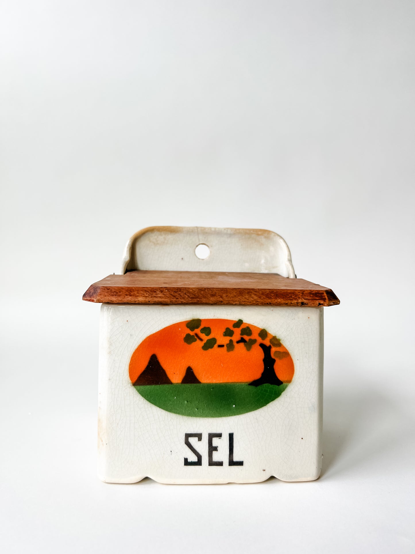 French Salt Box With Wooden Lid