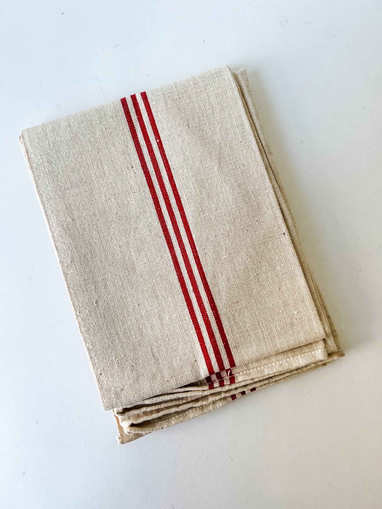 Vintage French Tea Towel (extra-large with 3 red stripes)
