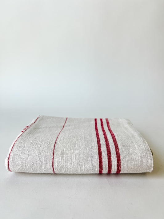 Vintage French Tea Towel (extra-large, red plaid)
