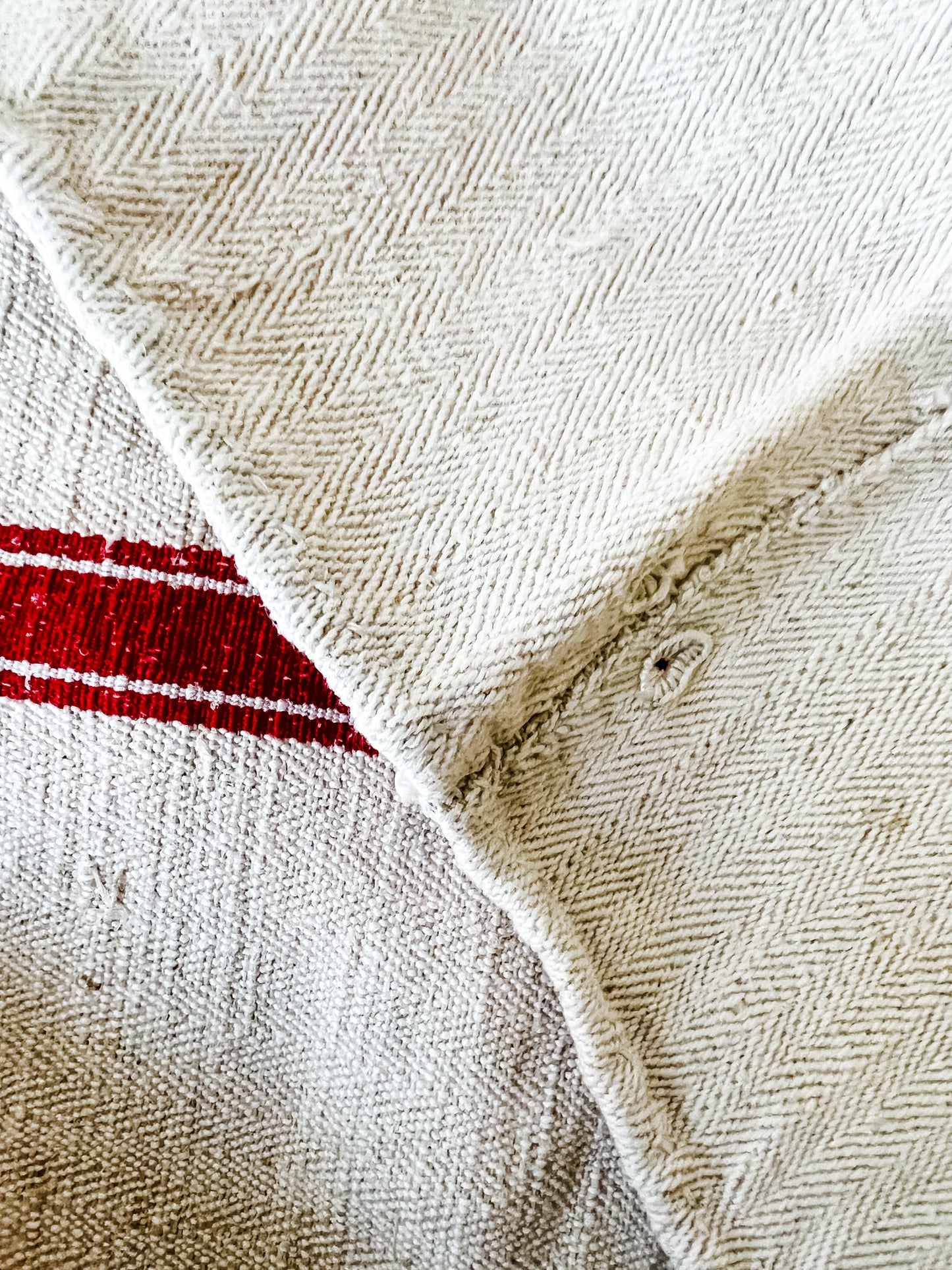Vintage French Grain Sack (with red stripe)