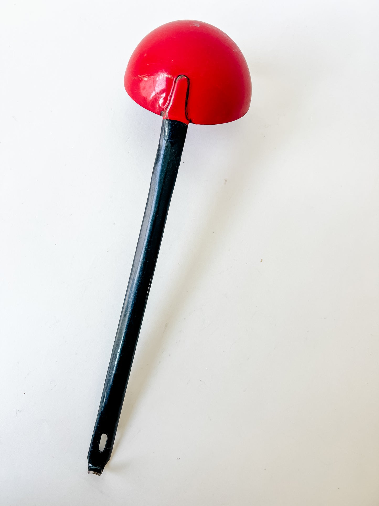 Vintage French Enamel Ladle (black handle and red ladle)
