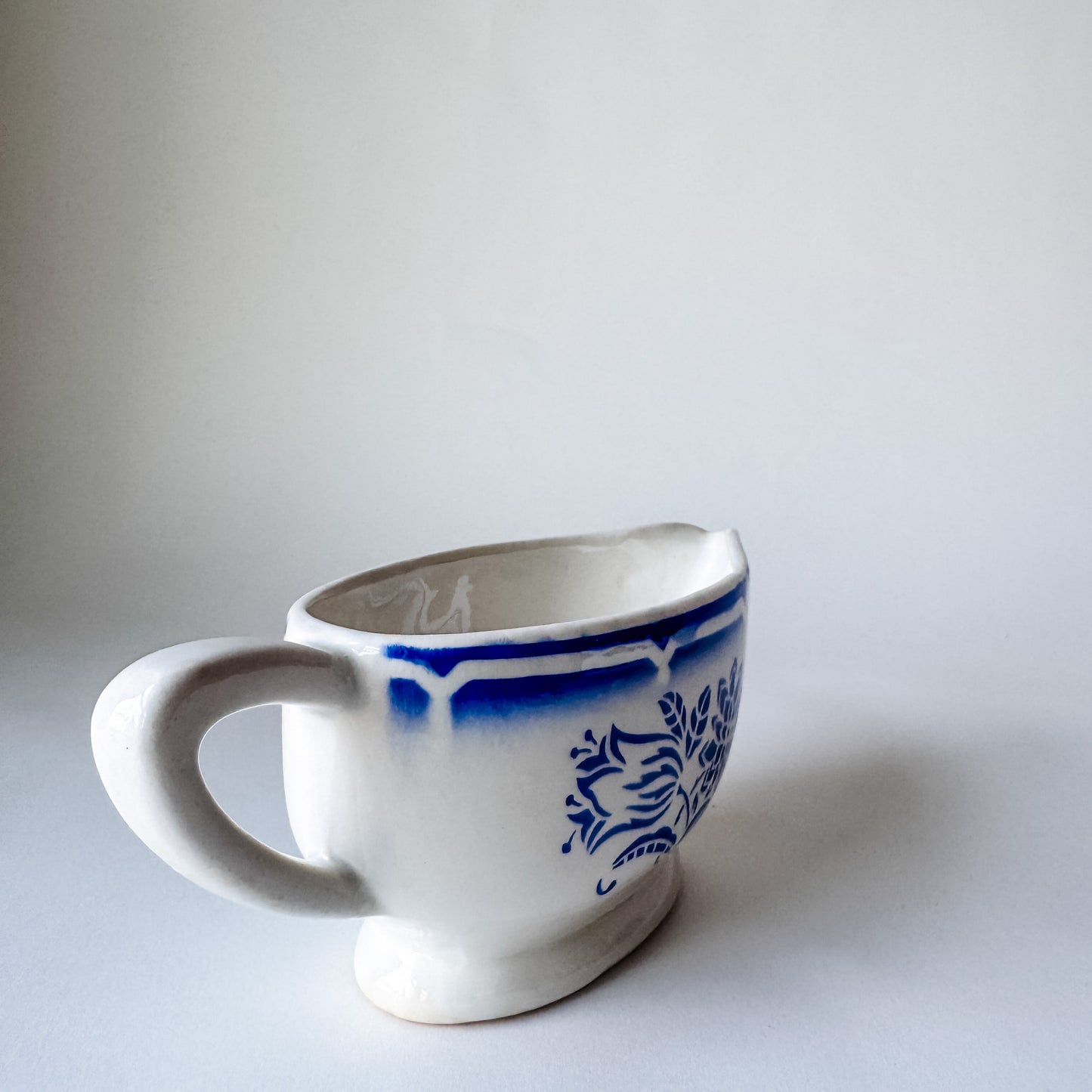 French Sarreguemines Porcelain Sauce Server Stamped Canebiére on Bottom