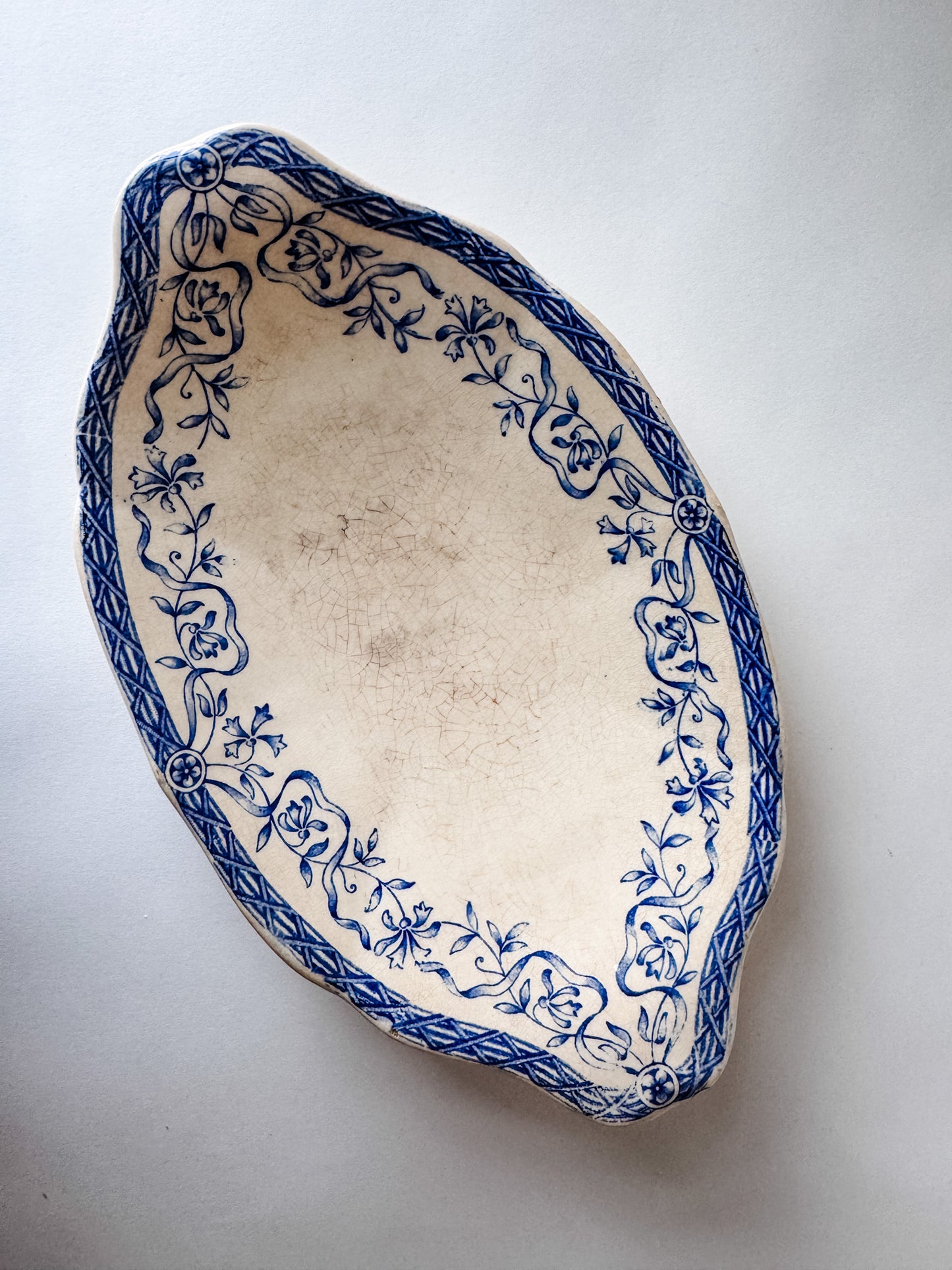 Turenne U & C Porcelain Appetizer Dish With Intricate Blue Floral Design