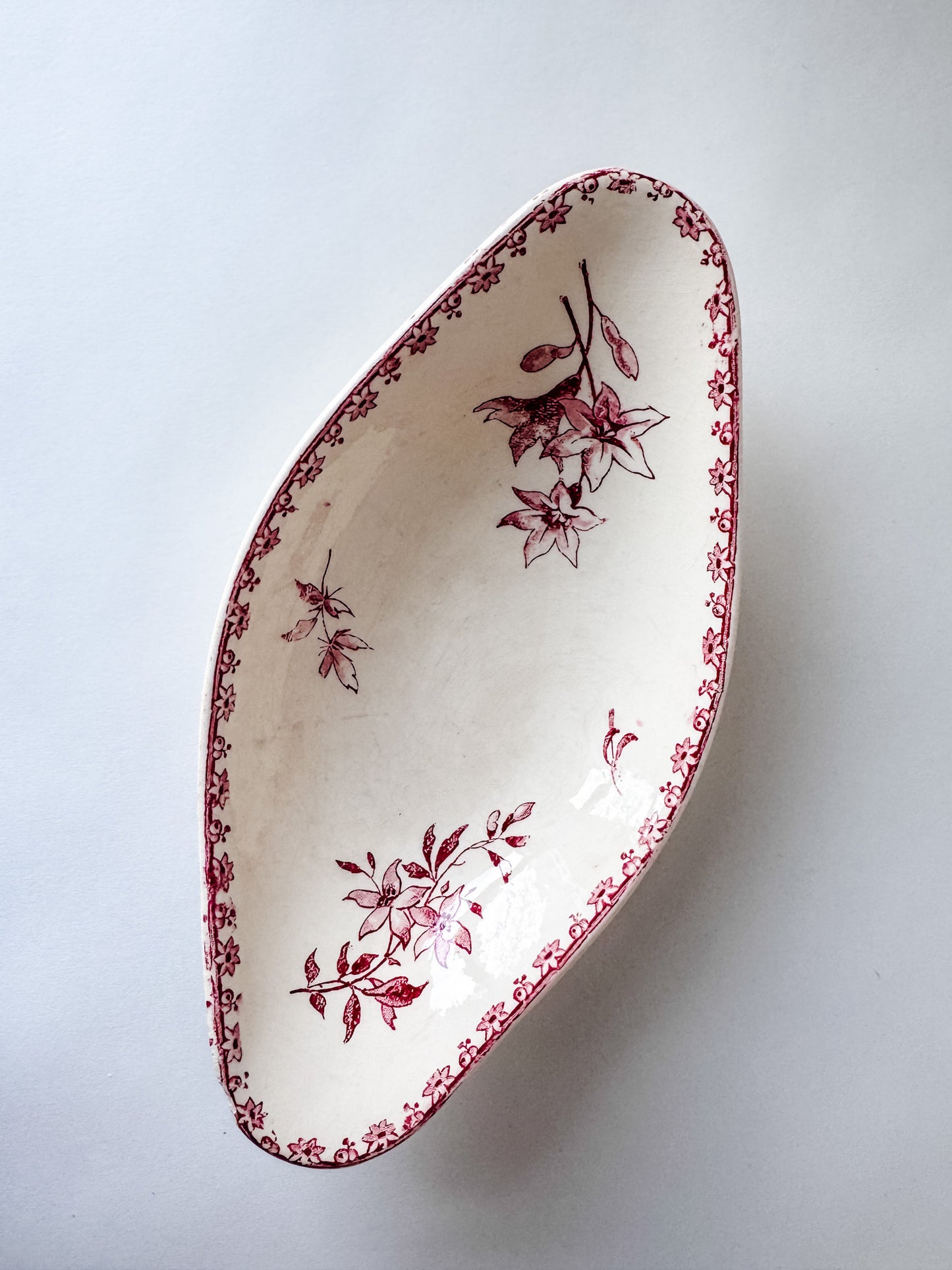 Small Appetizer Dish With Red Floral Design