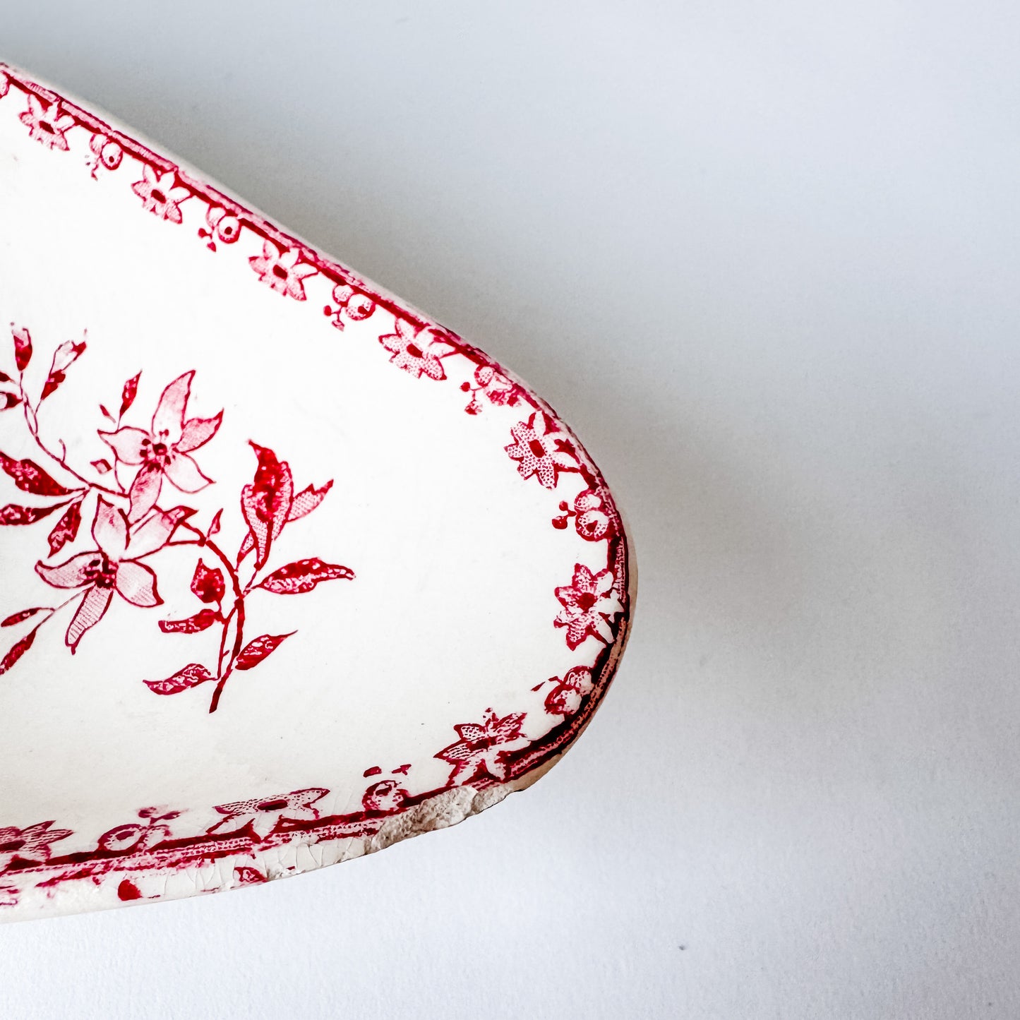 Small Appetizer Dish With Red Floral Design