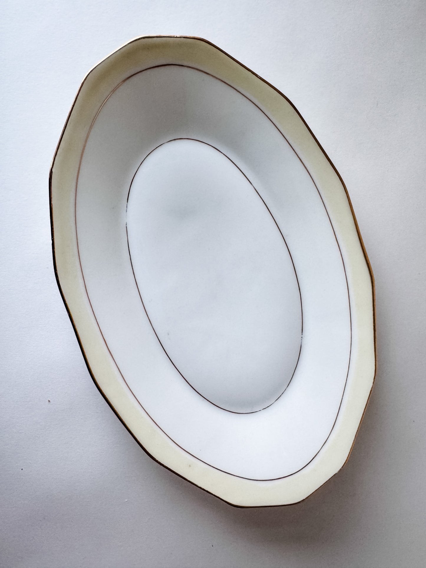 Small Appetizer Dish With Simple Gold Lines