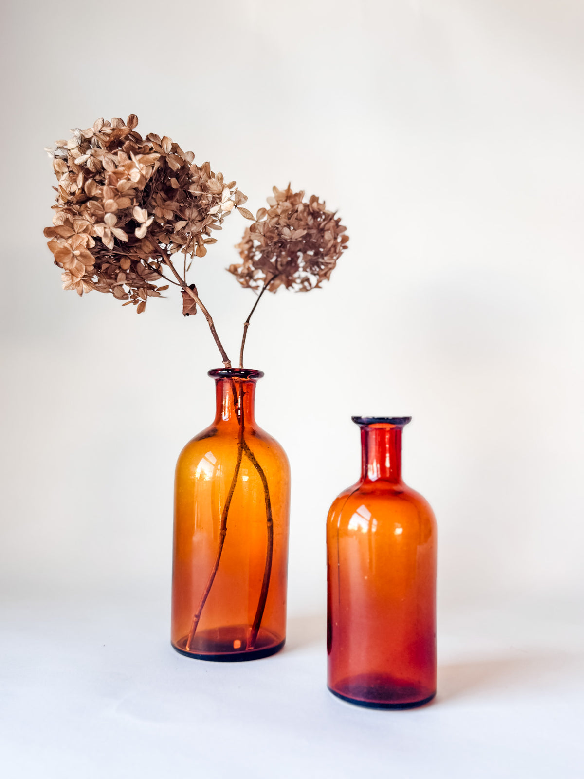 Vintage Amber Bottles (set of 2)