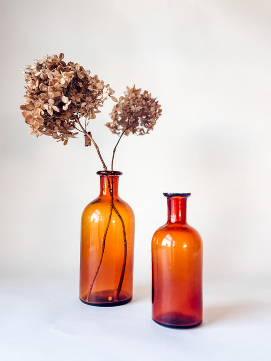 Vintage Amber Bottles (set of 2)