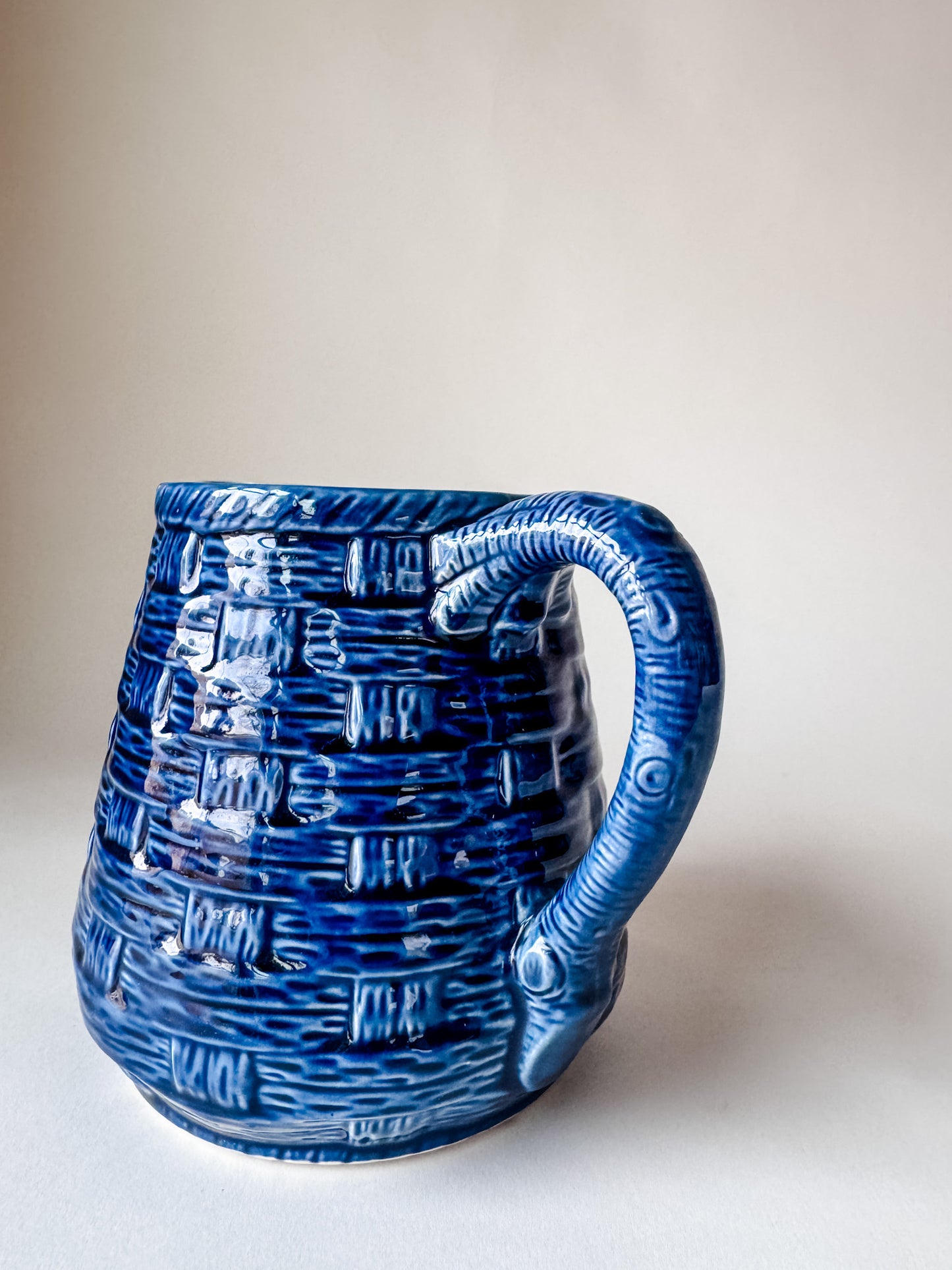 Digoin Basketweave Porcelain Pitcher