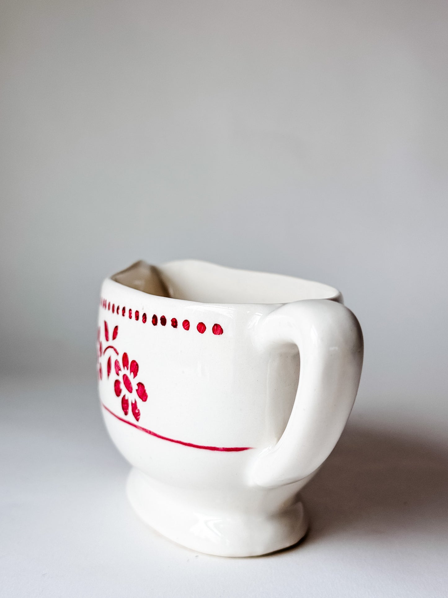 French Sauce Server With Red Floral Design