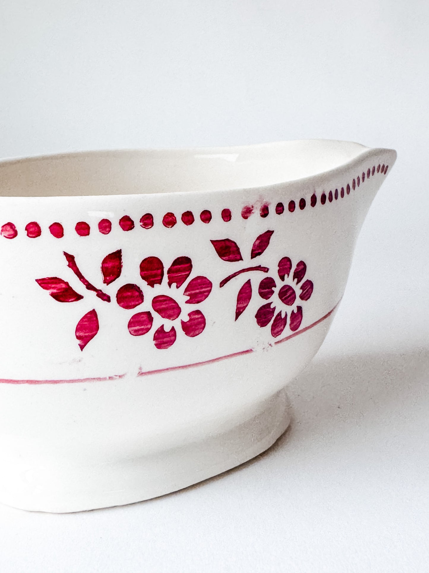 French Sauce Server With Red Floral Design