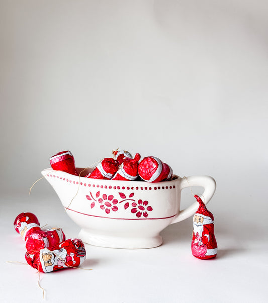 French Sauce Server With Red Floral Design